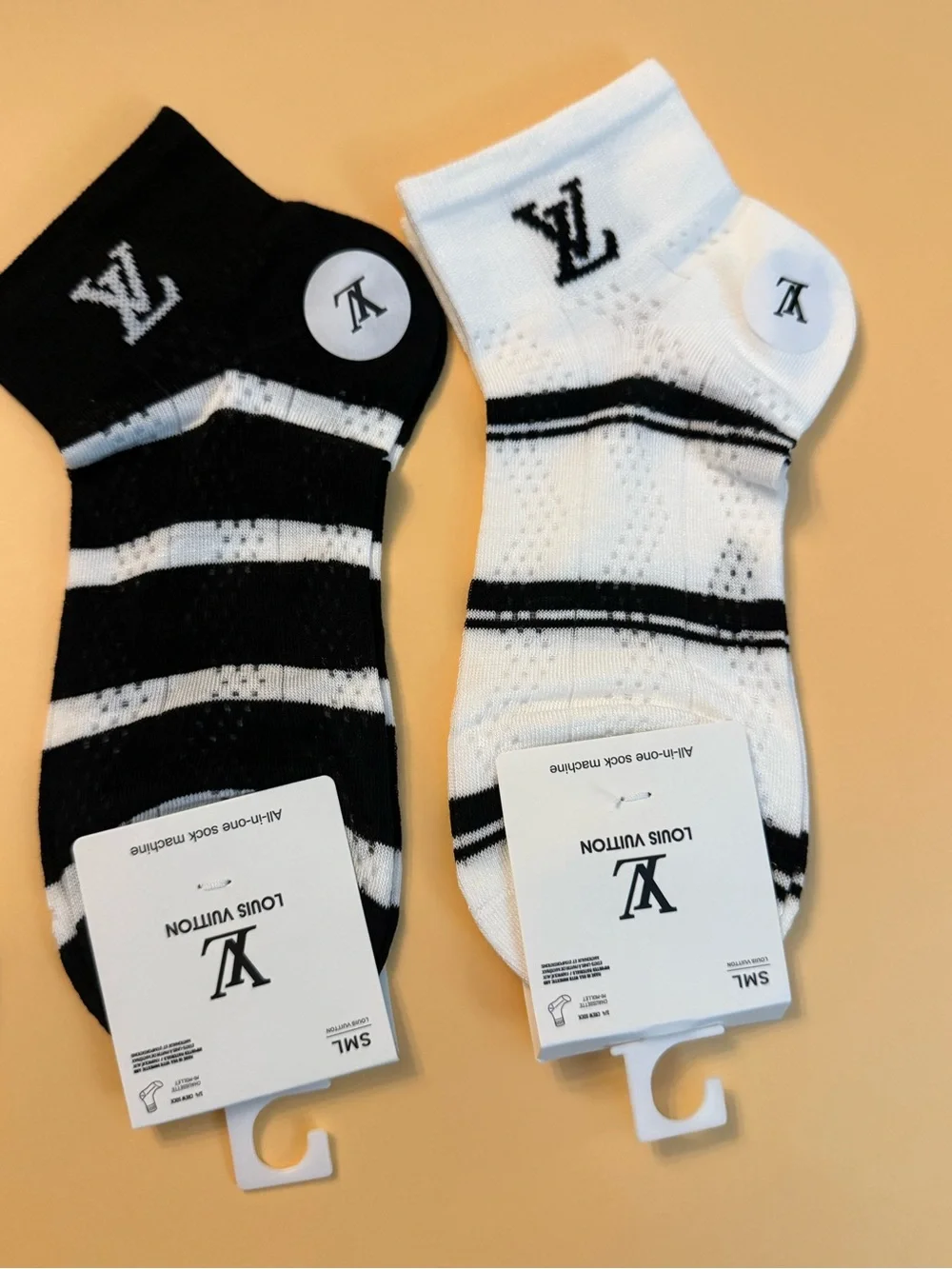 Designer Ankle Socks low cut Black & White Stripe socks 3 pairs New